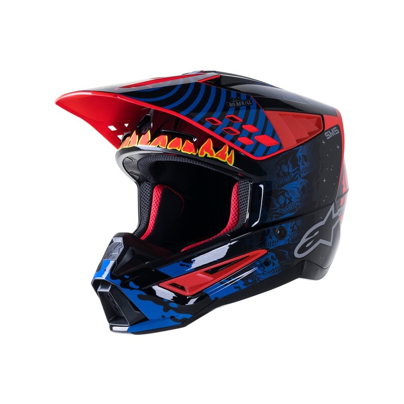Casco de Motocross Alpinestars S-M5 Solar Flare Negro-Azul-Fluo Rojo-Fluo Amarillo liquidación