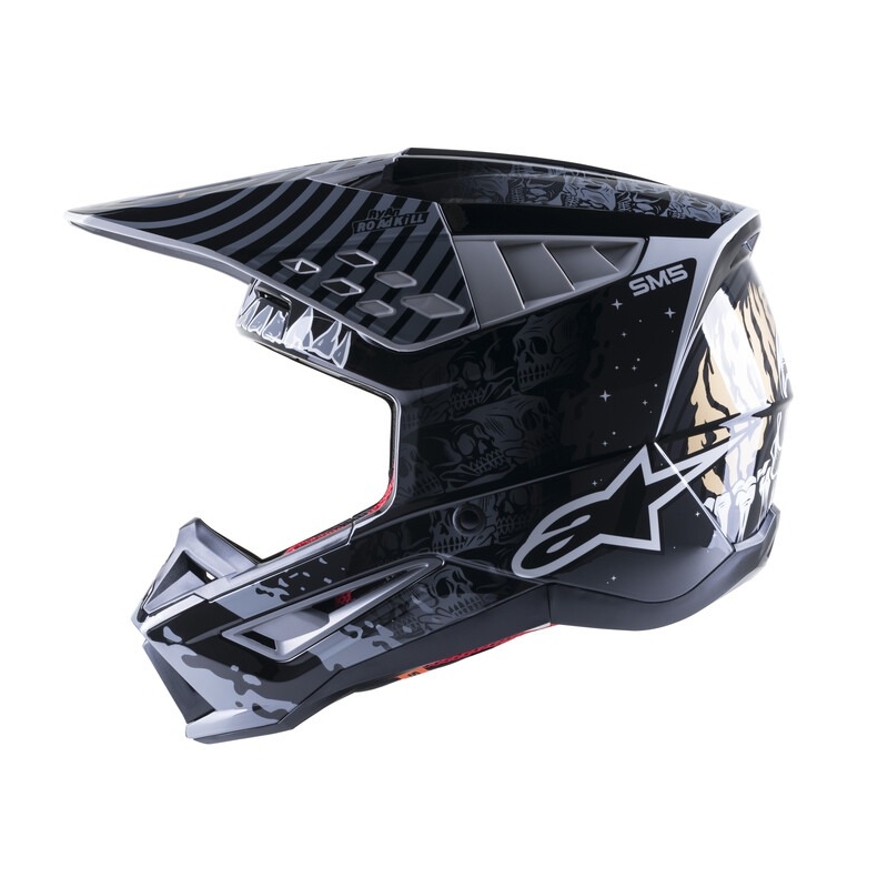 Casco de Motocross Alpinestars S-M5 Solar Flare Negro y Gris liquidación