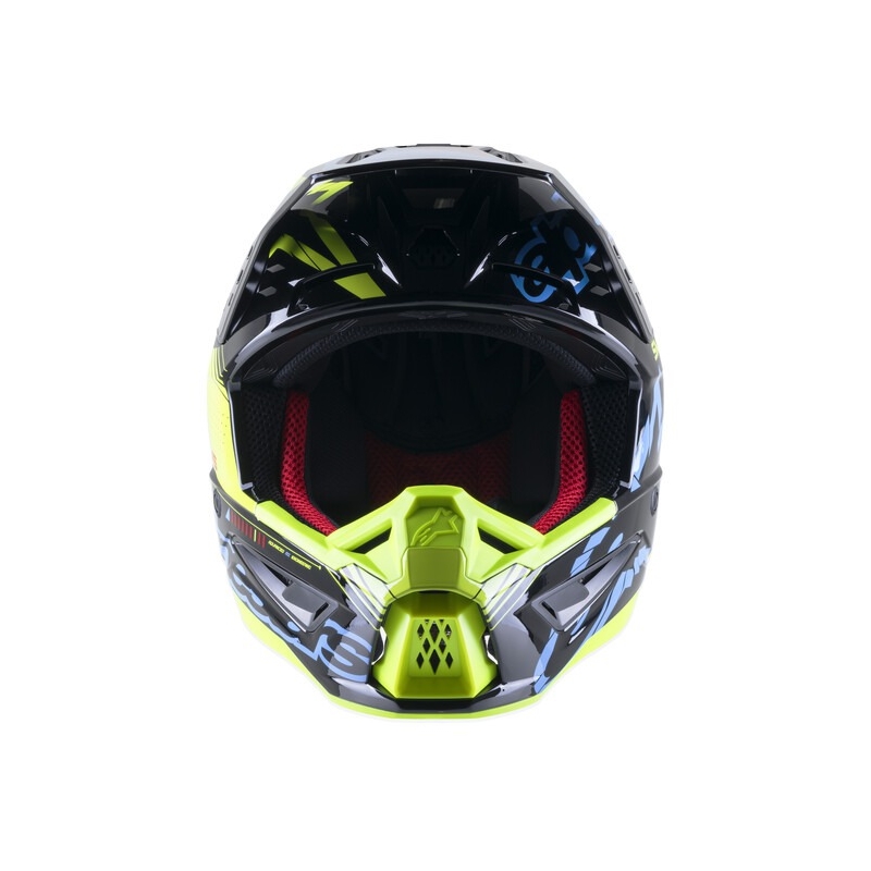 Casco de motocross Alpinestars S-M5 Action amarillo fluo-negro-azul-rojo oscuro