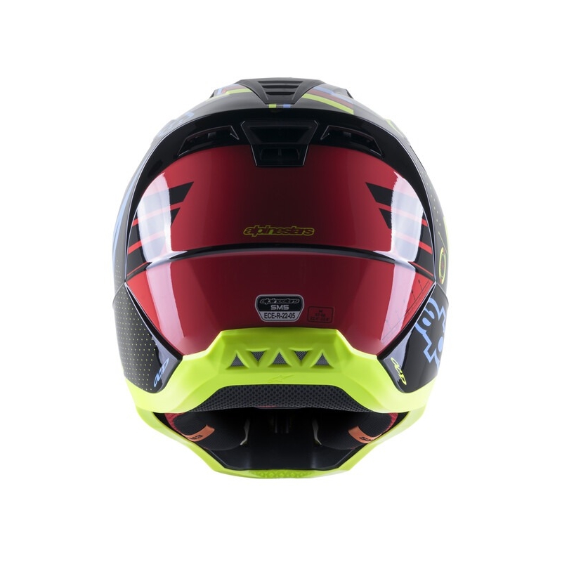 Casco de motocross Alpinestars S-M5 Action amarillo fluo-negro-azul-rojo oscuro