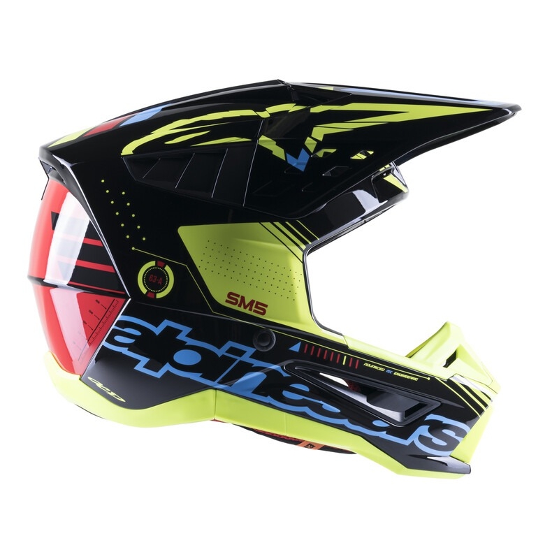 Casco de motocross Alpinestars S-M5 Action amarillo fluo-negro-azul-rojo oscuro