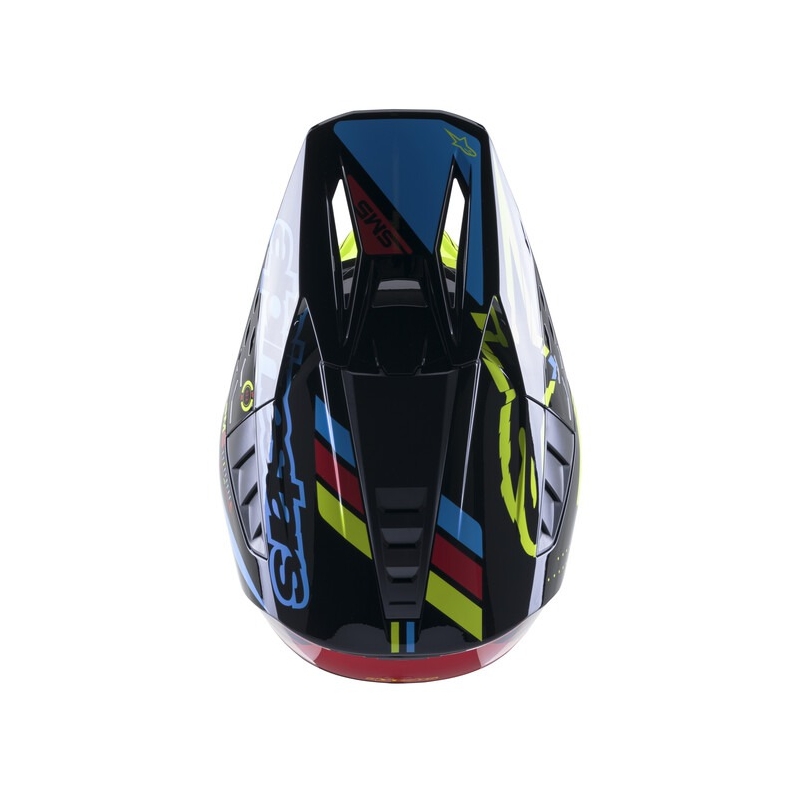 Casco de motocross Alpinestars S-M5 Action amarillo fluo-negro-azul-rojo oscuro