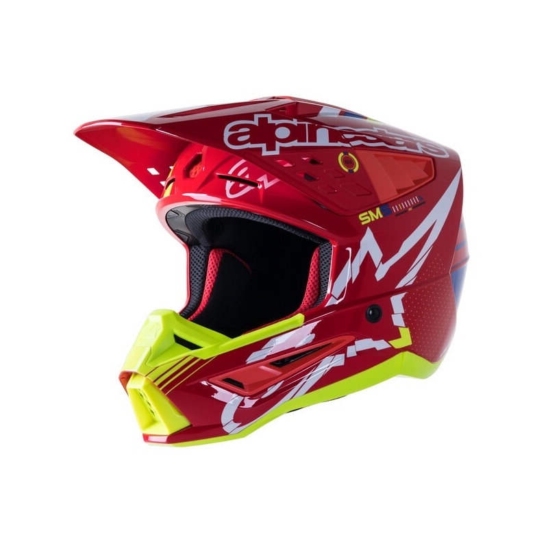 Casco de motocross Alpinestars S-M5 Action rojo-fluo-amarillo-blanco-azul