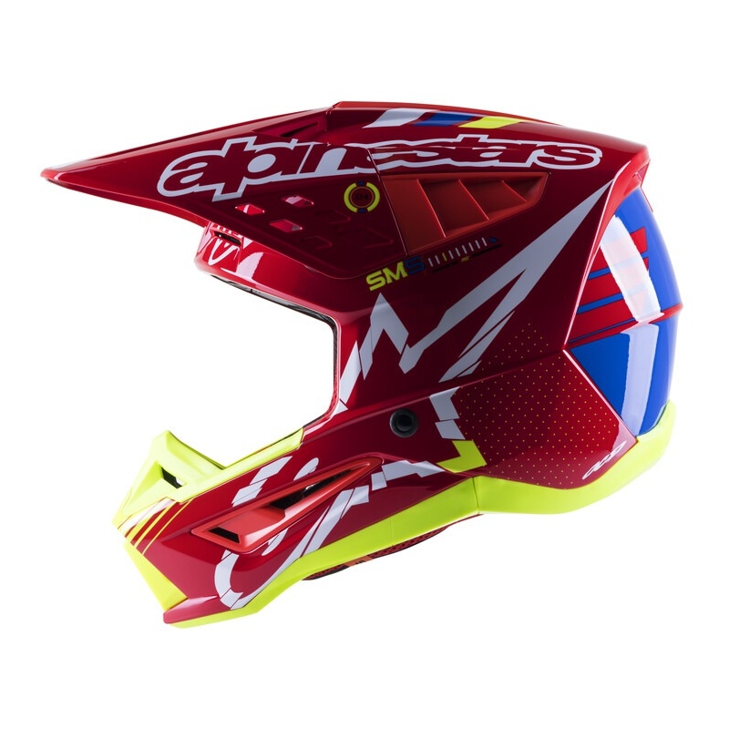 Casco de motocross Alpinestars S-M5 Action rojo-fluo-amarillo-blanco-azul