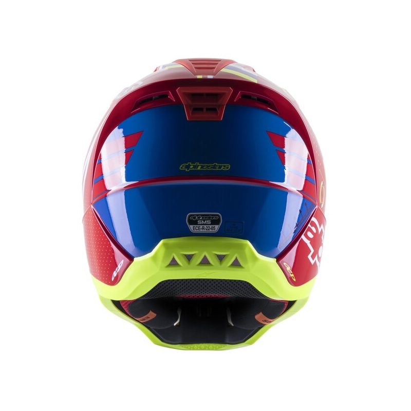 Casco de motocross Alpinestars S-M5 Action rojo-fluo-amarillo-blanco-azul