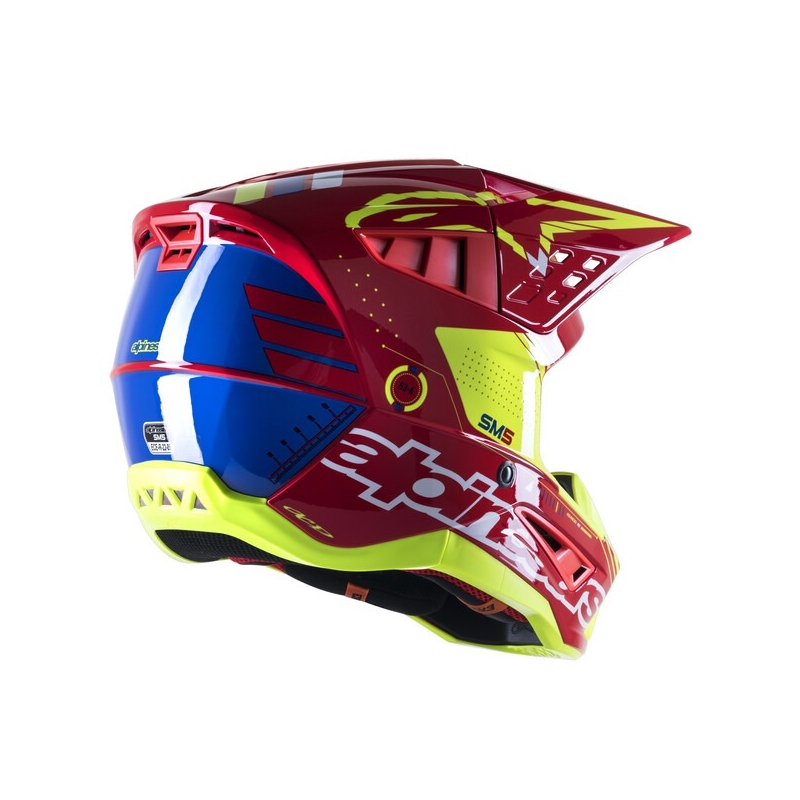Casco de motocross Alpinestars S-M5 Action rojo-fluo-amarillo-blanco-azul