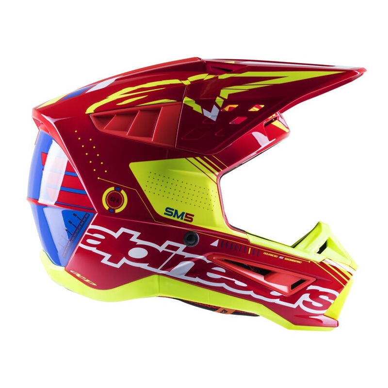Casco de motocross Alpinestars S-M5 Action rojo-fluo-amarillo-blanco-azul