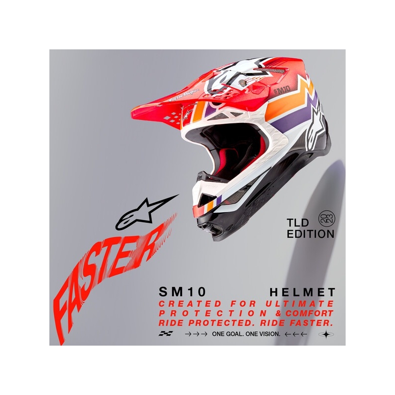 Casco de motocross Alpinestars Supertech S-M10 Edition Troy Lee Designs naranja-amarillo-morado-blanco-negro