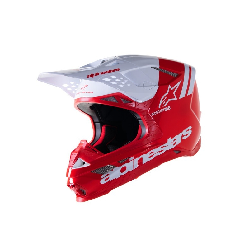 Casco de motocross Alpinestars Supertech S-M8 Radium 2 rojo y blanco