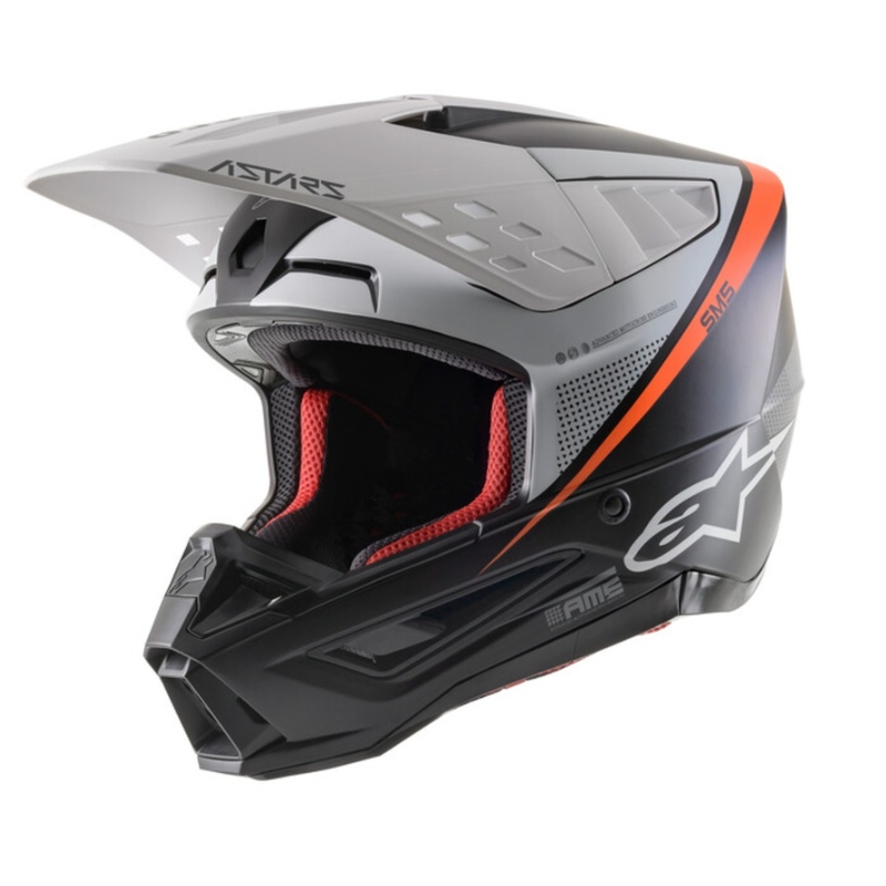 Casco de motocross Alpinestars S-M5 Rayon negro-blanco-naranja fluo mate