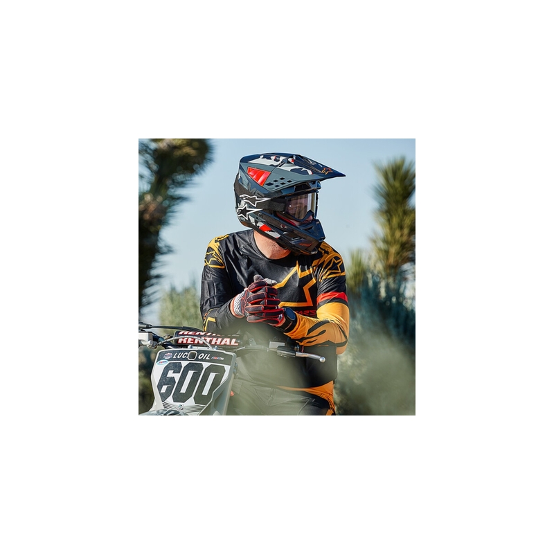 Casco de motocross Alpinestars S-M5 Rover antracita-rojo fluo-gris máscara