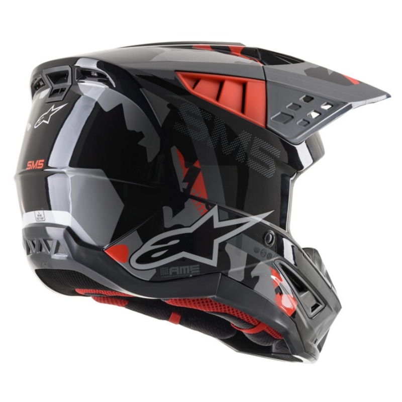 Casco de motocross Alpinestars S-M5 Rover antracita-rojo fluo-gris máscara