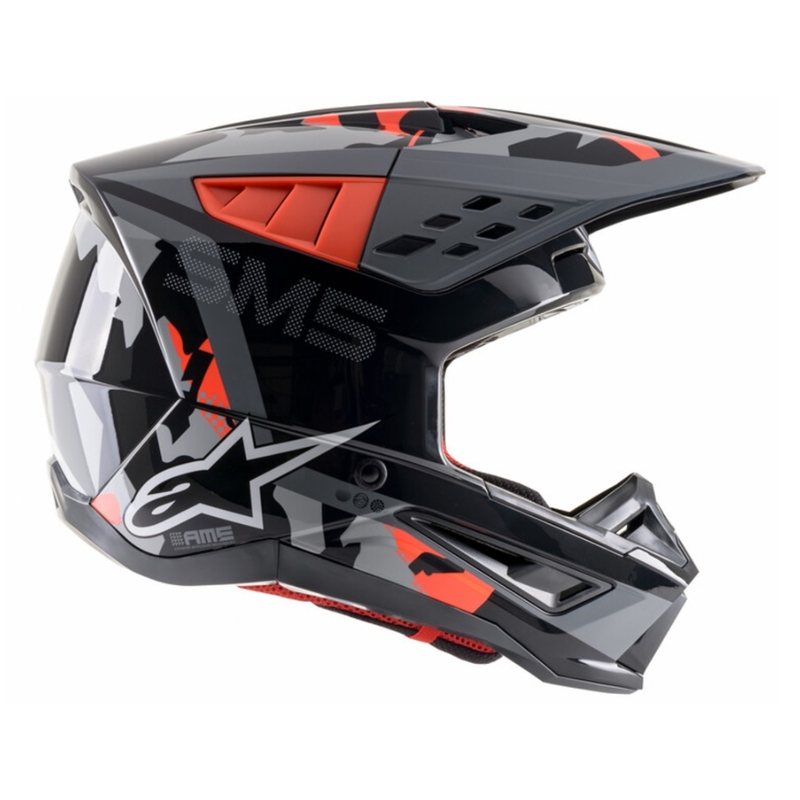 Casco de motocross Alpinestars S-M5 Rover antracita-rojo fluo-gris máscara