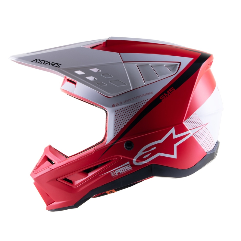 Casco de motocross Alpinestars S-M5 Rayon rojo-blanco-negro mate