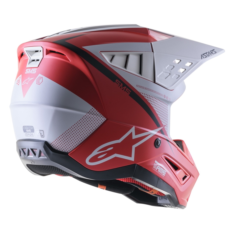 Casco de motocross Alpinestars S-M5 Rayon rojo-blanco-negro mate