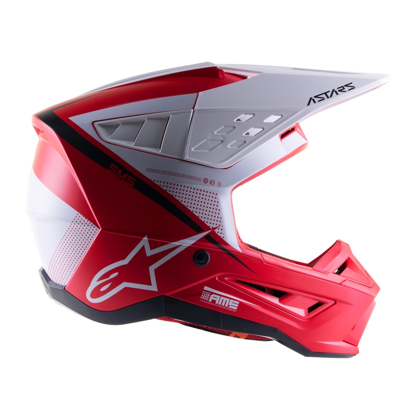 Casco de motocross Alpinestars S-M5 Rayon rojo-blanco-negro mate