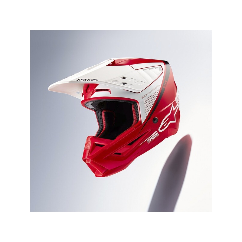 Casco de motocross Alpinestars S-M5 Rayon rojo-blanco-negro mate