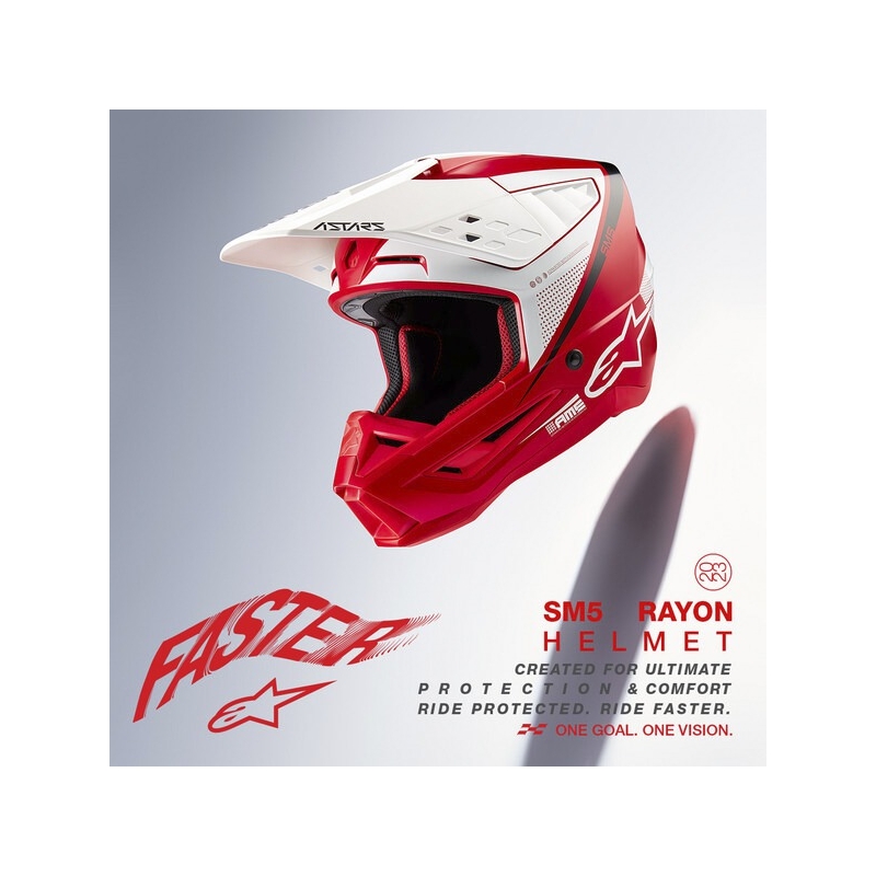Casco de motocross Alpinestars S-M5 Rayon rojo-blanco-negro mate