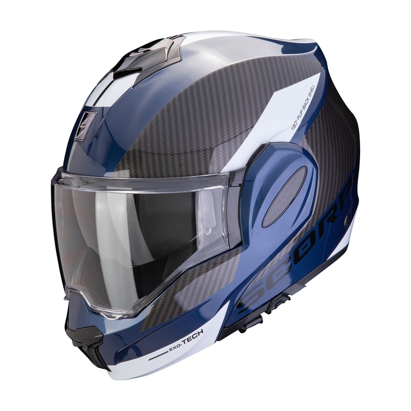 Casco de moto plegable Scorpion EXO-TECH EVO TEAM azul-negro-blanco liquidación