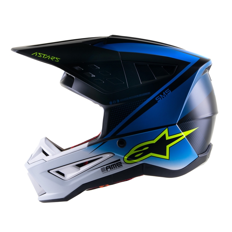 Motokrosová helma Alpinestars S-M5 Rayon modro-fluo žluto-bílo-černá matná