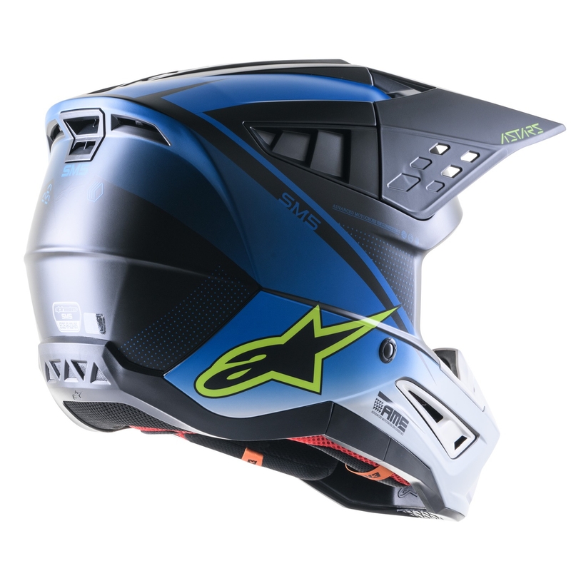 Motokrosová helma Alpinestars S-M5 Rayon modro-fluo žluto-bílo-černá matná