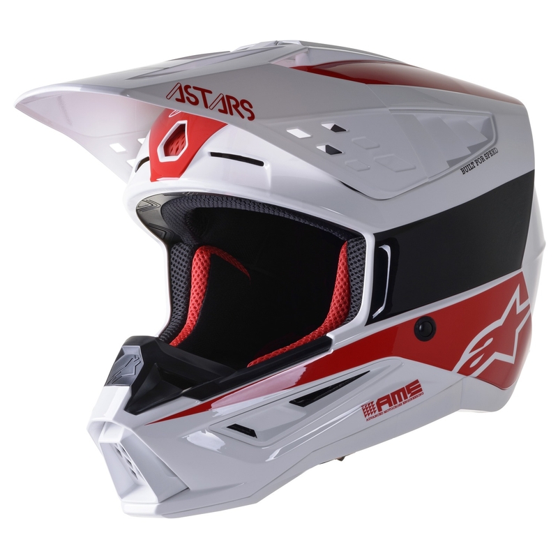 Casco de motocross Alpinestars S-M5 Bond blanco y rojo brillante