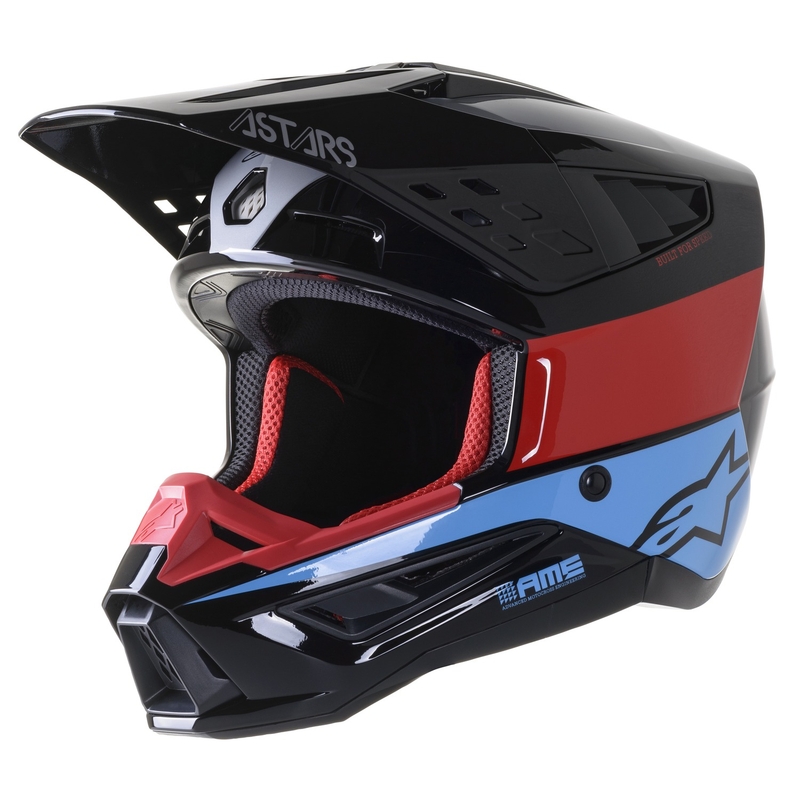 Casco Alpinestars S-M5 Bond Motocross Negro-Rojo-Azul Brillante