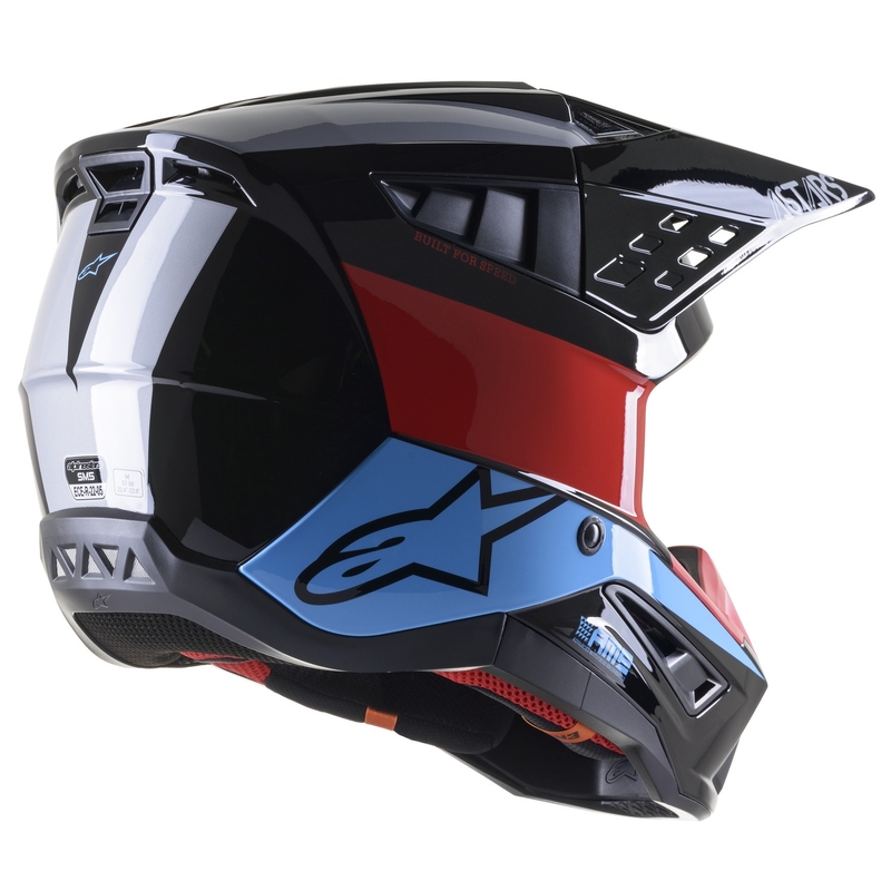 Casco Alpinestars S-M5 Bond Motocross Negro-Rojo-Azul Brillante