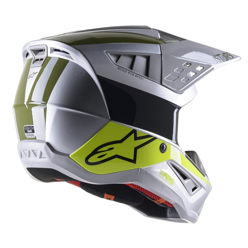 Casco de motocross Alpinestars S-M5 Bond plateado-fluo amarillo-verde brillante