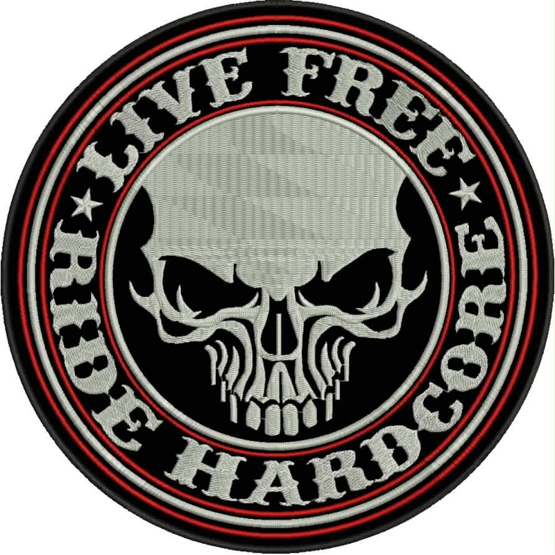 Parche Live free - Ride hardcore con detalle rojo