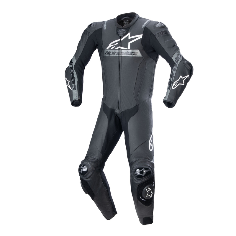 Mono de moto Alpinestars Missile 2 Ward de cuero negro y gris