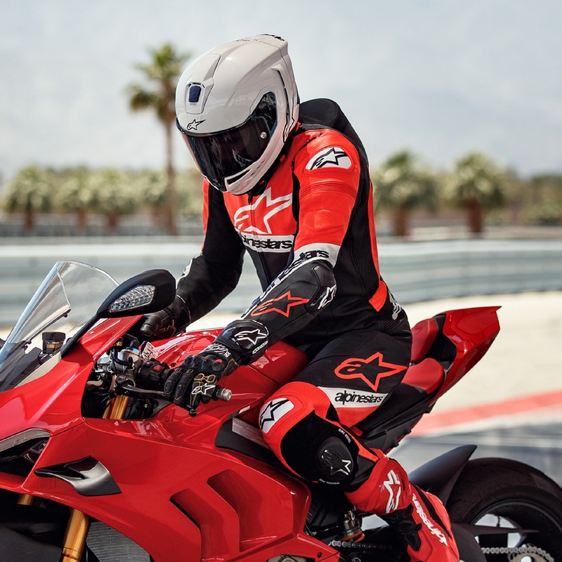 Mono de cuero Alpinestars Missile 2 Ward Negro-Rojo Flúo-Blanco