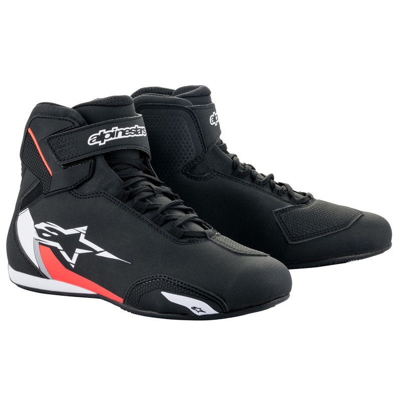Botas de moto Alpinestars Sector Negro-Blanco-Rojo Flúo