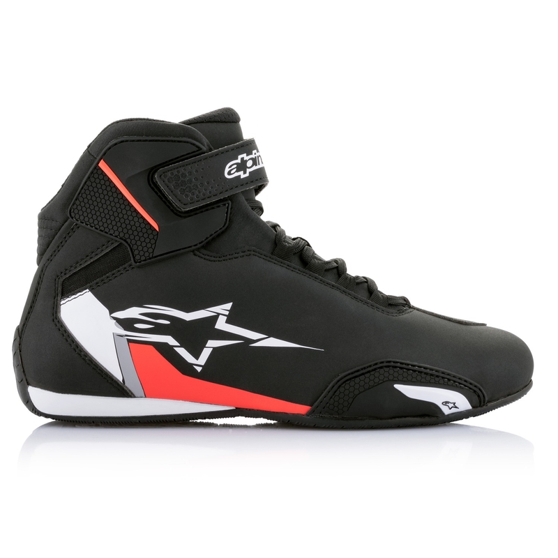 Botas de moto Alpinestars Sector Negro-Blanco-Rojo Flúo