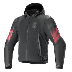 Chaqueta de moto Alpinestars Zaca Air Venom Impermeable Negro/Rojo Flúor