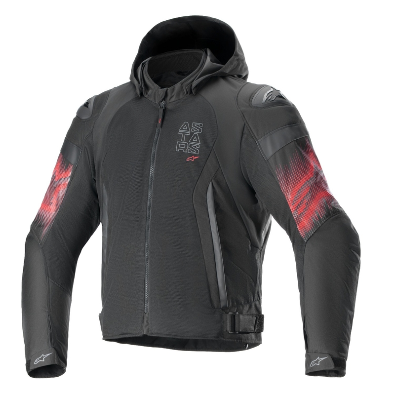 Chaqueta de moto Alpinestars Zaca Air Venom Impermeable Negro/Rojo Flúor