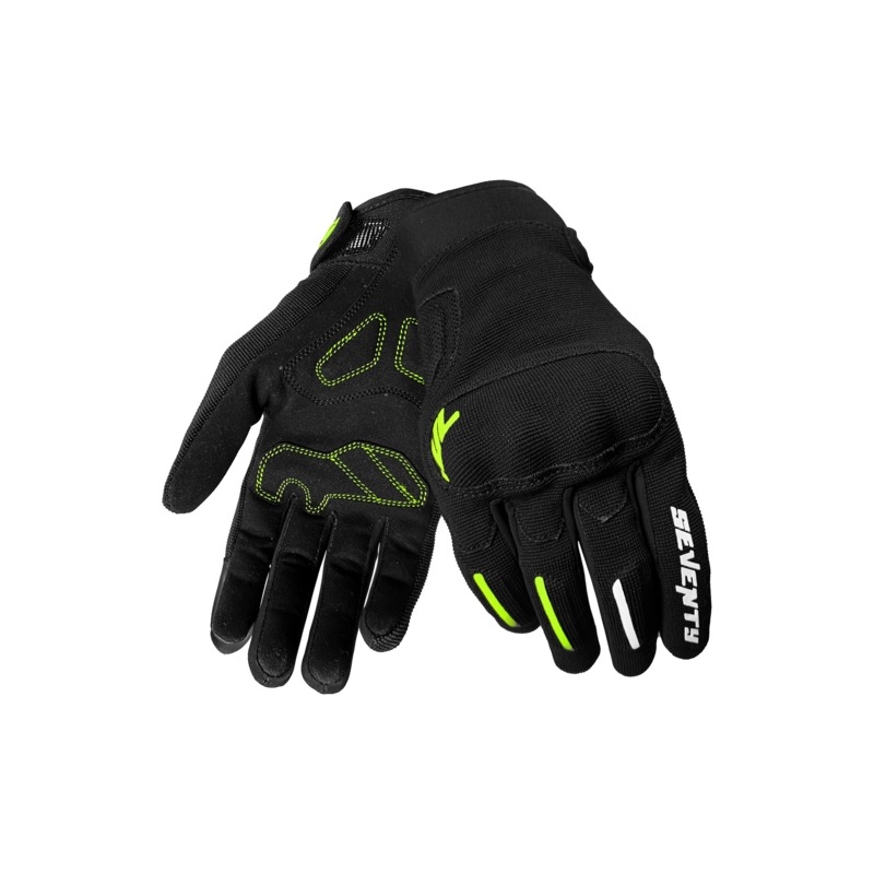 Guantes de moto Seventy Degrees SD-C40 Asfalto negro-amarillo fluorescente