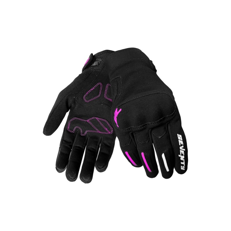 Guantes de moto para mujer Seventy Degrees SD-C42 Asphalt negro y rosa