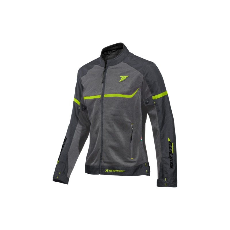 Chaqueta de moto para mujer SEVENTY DEGREES SD-JR30.2 Gris mojave-amarillo fluo