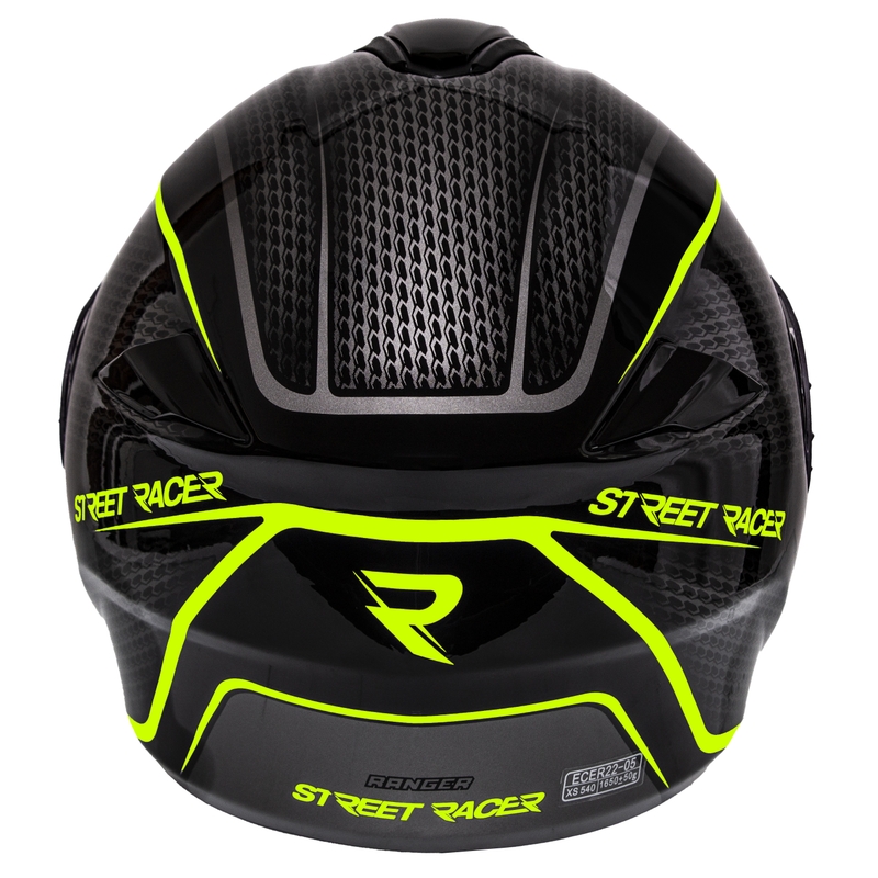 Casco de moto abatible Street Racer Ranger negro-amarillo fluo - grado II