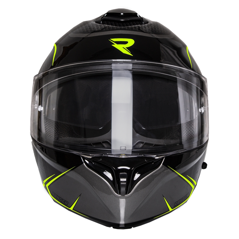 Casco de moto abatible Street Racer Ranger negro-amarillo fluo - grado II