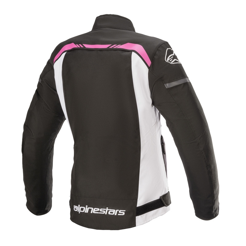 Chaqueta de moto Alpinestars Stella T-SPS Mujer impermeable negra, blanca y rosa
