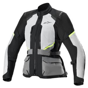 Chaqueta de moto Alpinestars Mujer Stella Andes Air Drystar Gris claro-Gris oscuro-Negro-Amarillo fluo
