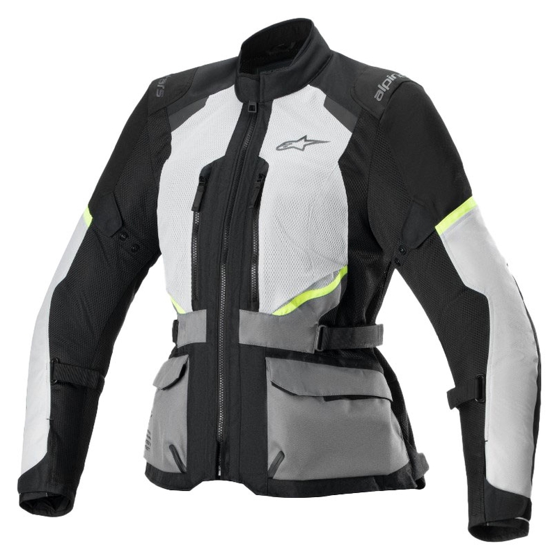 Chaqueta de moto Alpinestars Mujer Stella Andes Air Drystar Gris claro-Gris oscuro-Negro-Amarillo fluo
