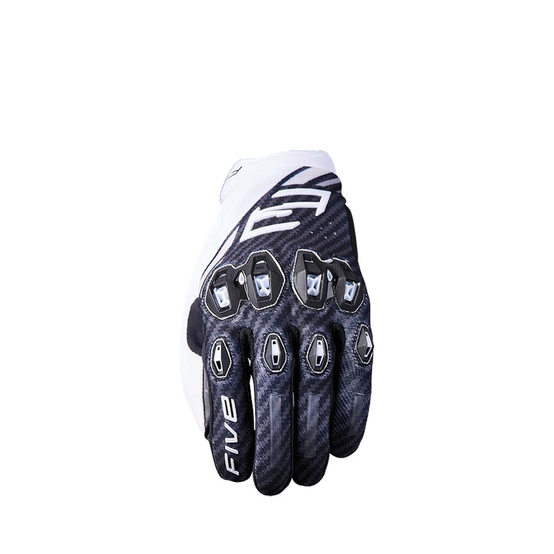 Guantes de moto FIVE Stunt Evo2 fibra blanco y negro