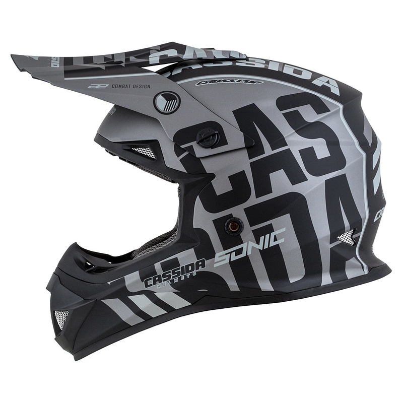 Casco de motocross infantil Cassida Cross Cup Sonic Junior gris mate-negro