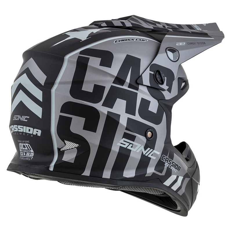 Casco de motocross infantil Cassida Cross Cup Sonic Junior gris mate-negro