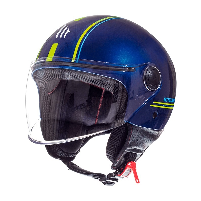 Přilba na motorku otevřená MT Street Entire modro-fluo žlutá výprodej