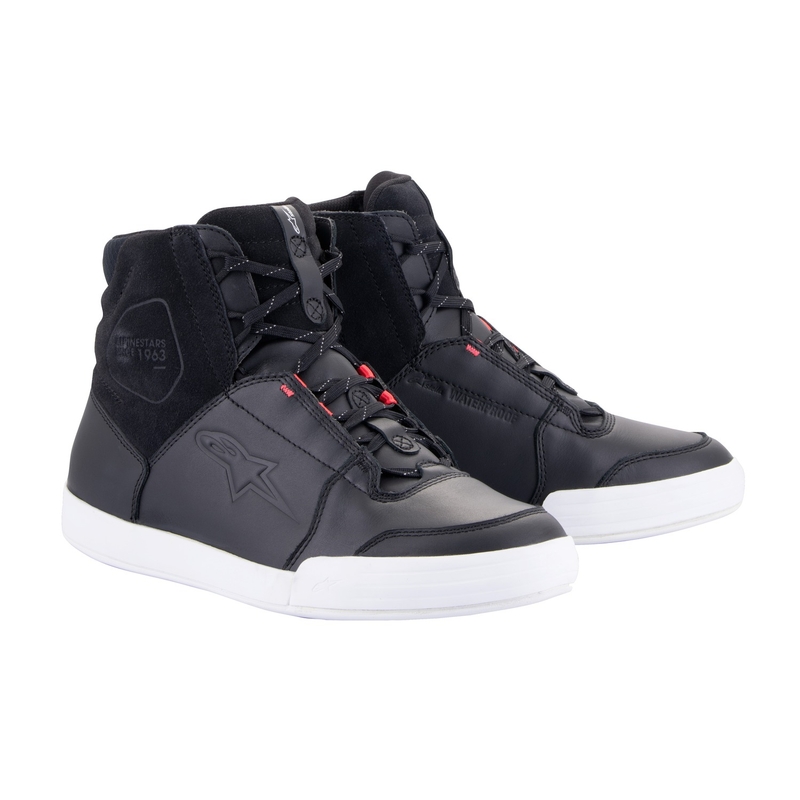 Botas de moto Alpinestars para mujer Stella Chrome Drystar en negro, blanco y rosa