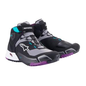 Botas de moto Alpinestars Stella CR-X Drystar para mujer Negro-Gris-Violeta-Turquesa